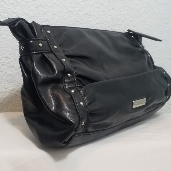 White House Black Market Leather Clutch/Black - Picture 1 of 7